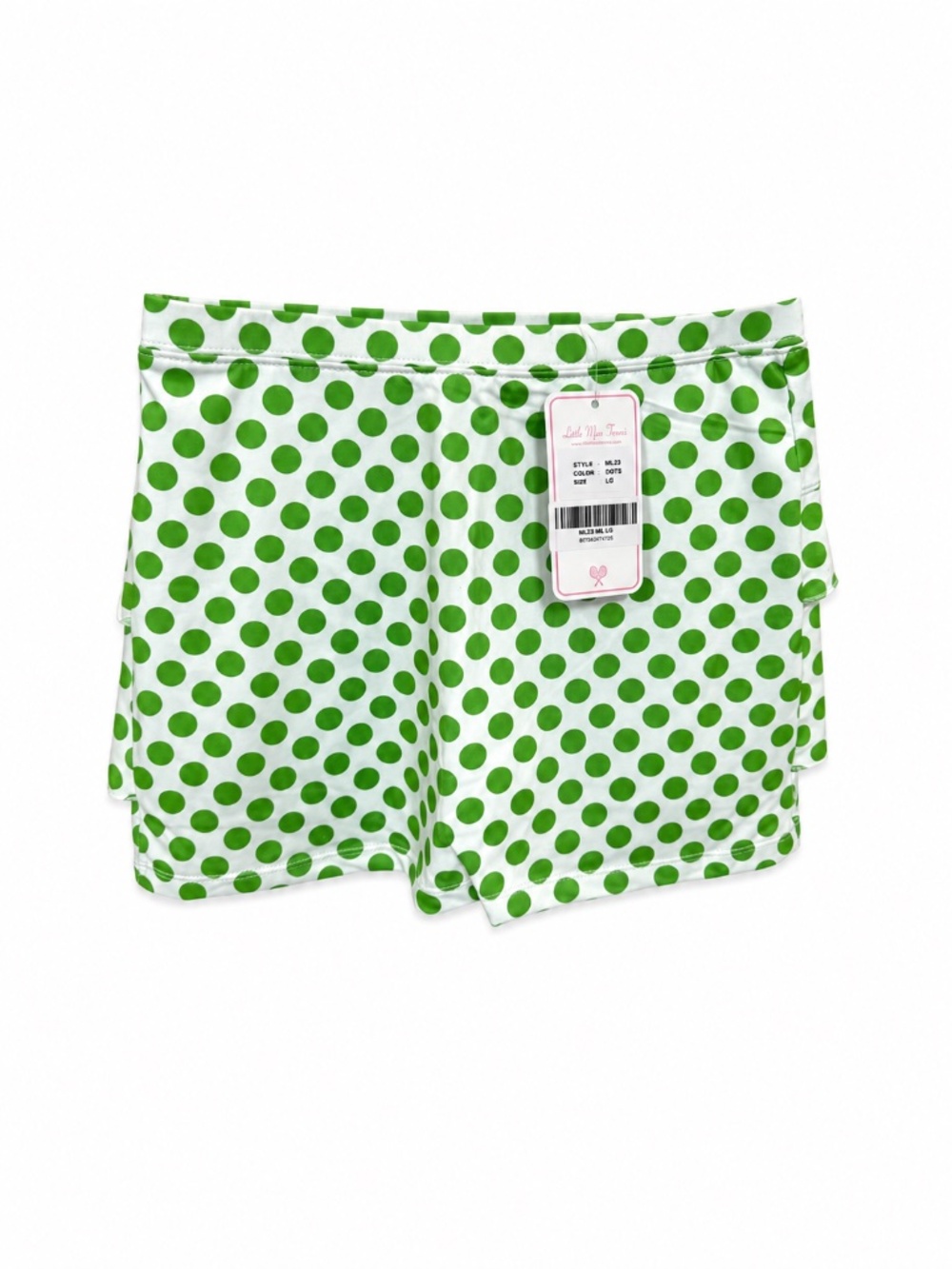 NWT Little Miss Tennis Green Polka Dot Ruffle Tennis Skort Girls Size LG